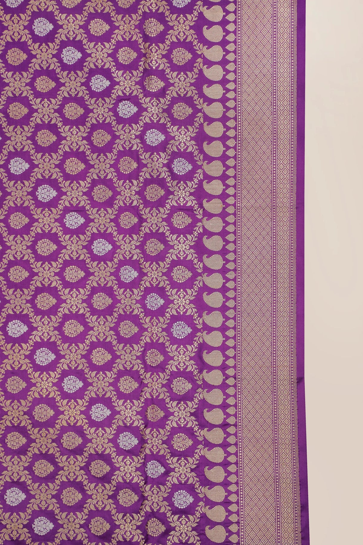 Purple Real Zari Pure Silk Benarasi Saree - Revival Design