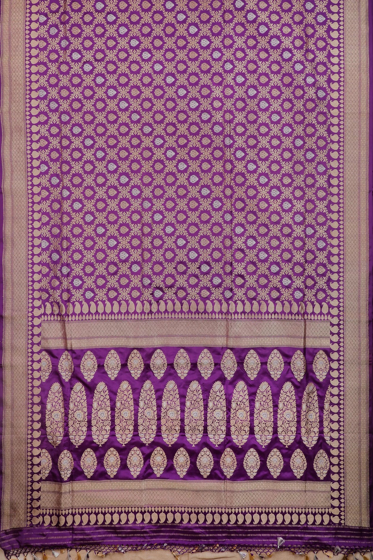 Purple Real Zari Pure Silk Benarasi Saree - Revival Design