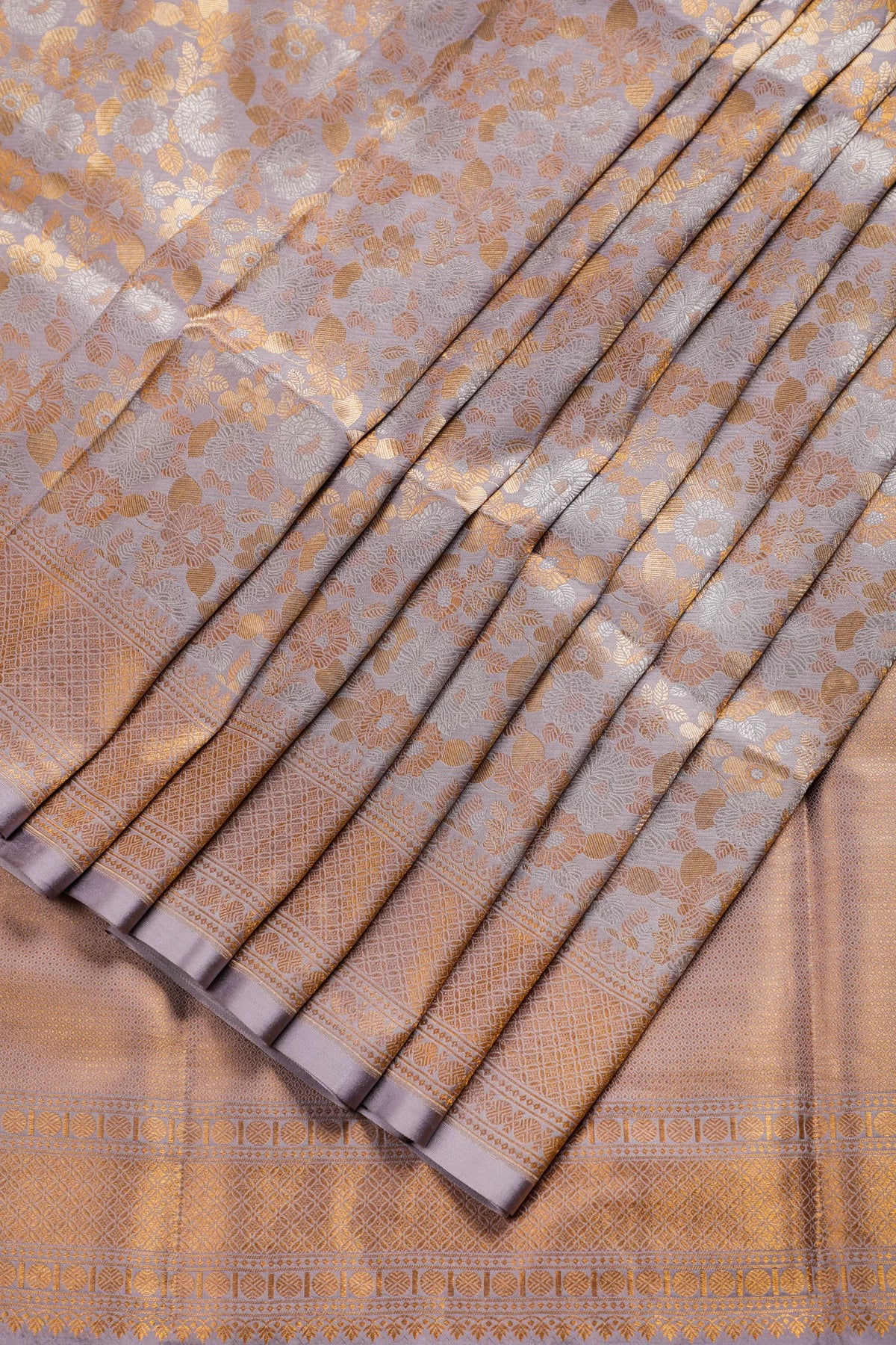 Lavender Handloom Benarasi Brocade Katan Silk Saree