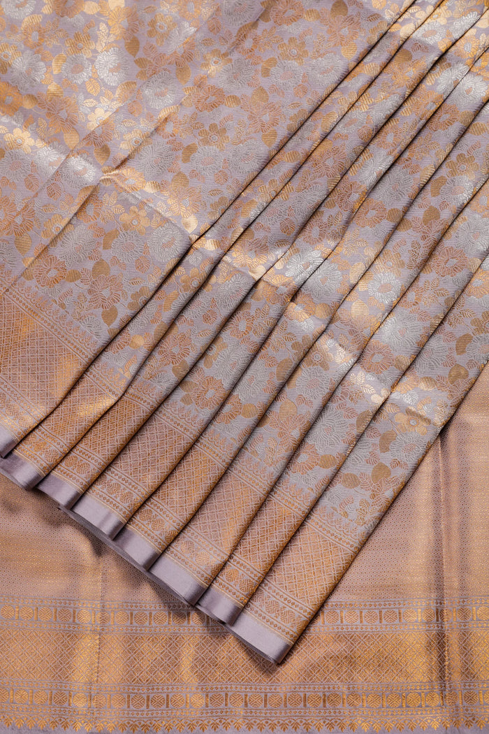Lavender Handloom Benarasi Brocade Katan Silk Saree
