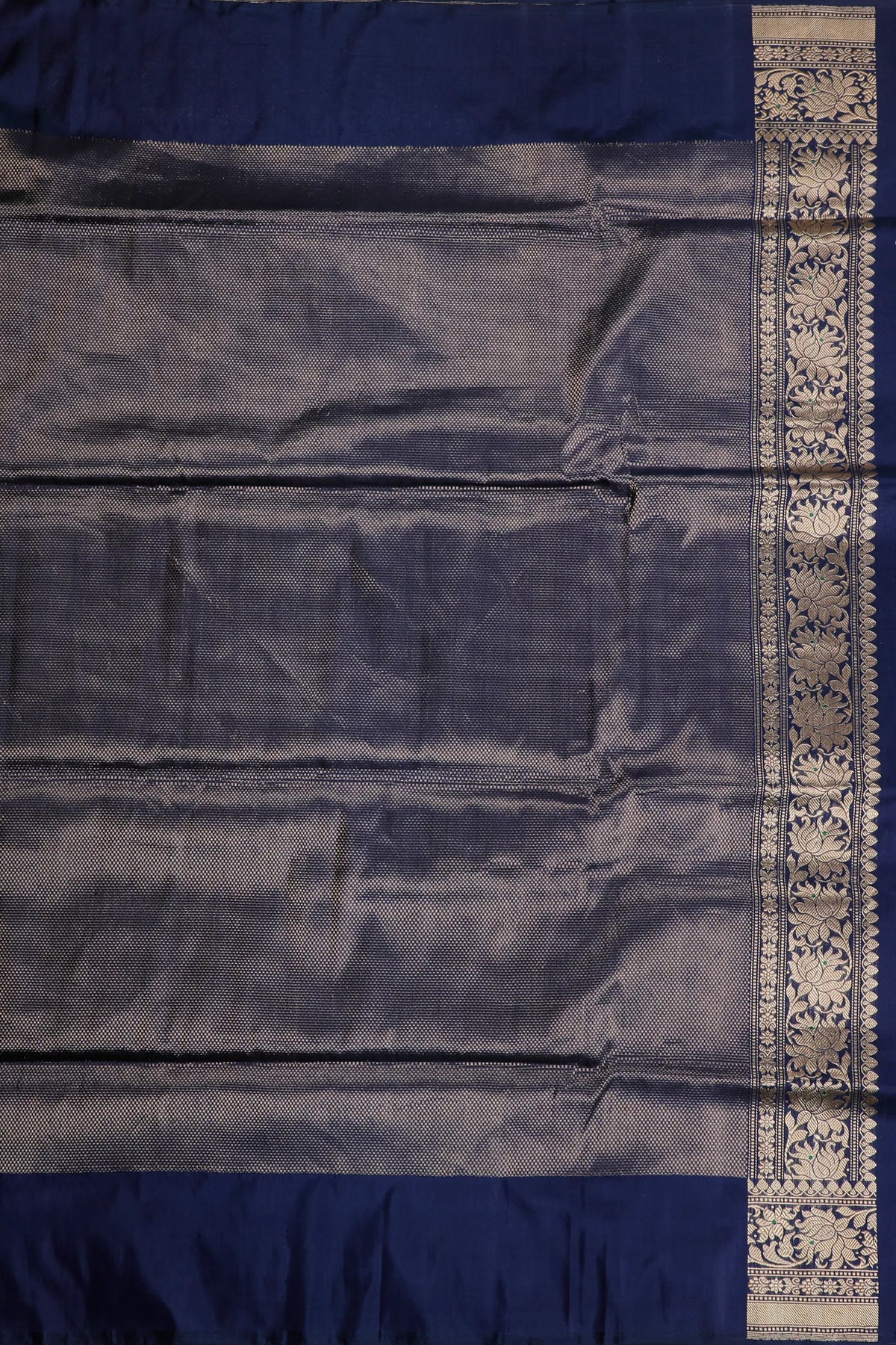 Navy Blue Handloom Benarasi Brocade Katan Silk Saree