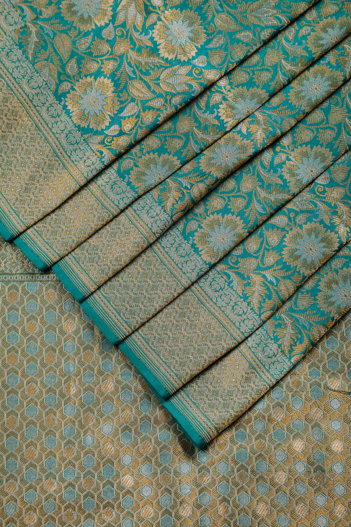 Emerald Green Handloom Benarasi Pure Silk Saree with Brocade Weave