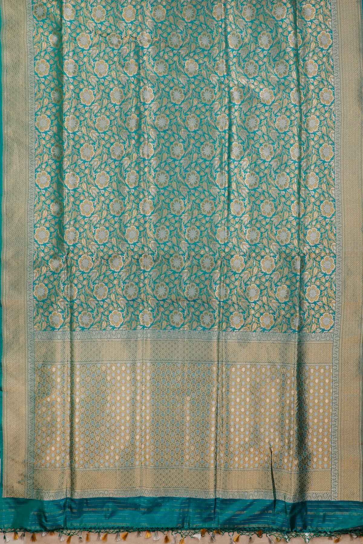 Emerald Green Handloom Benarasi Pure Silk Saree with Brocade Weave