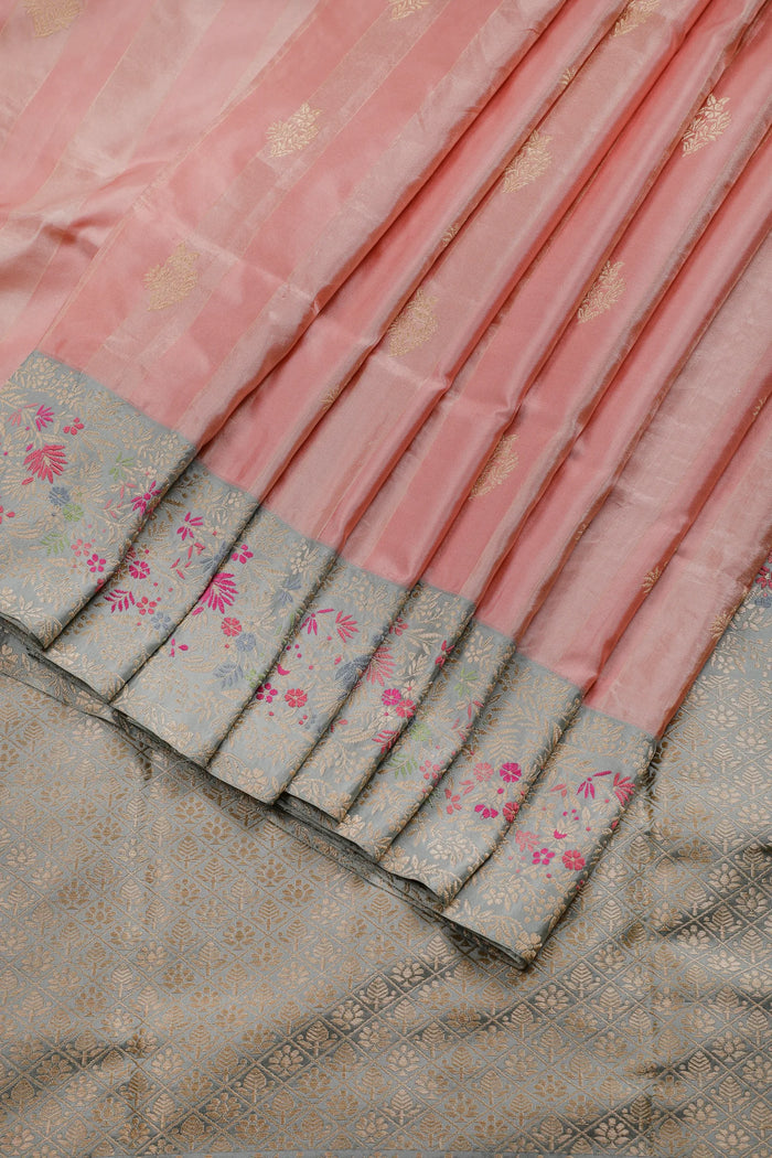 Baby Pink Benarasi Katan Pure Silk Saree