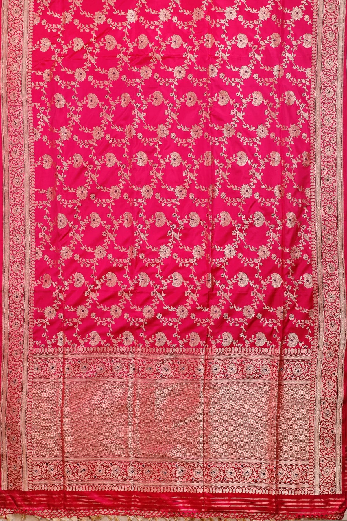 Magenta Handloom Pure Silk Benarasi Saree -  Kadhua Weaving