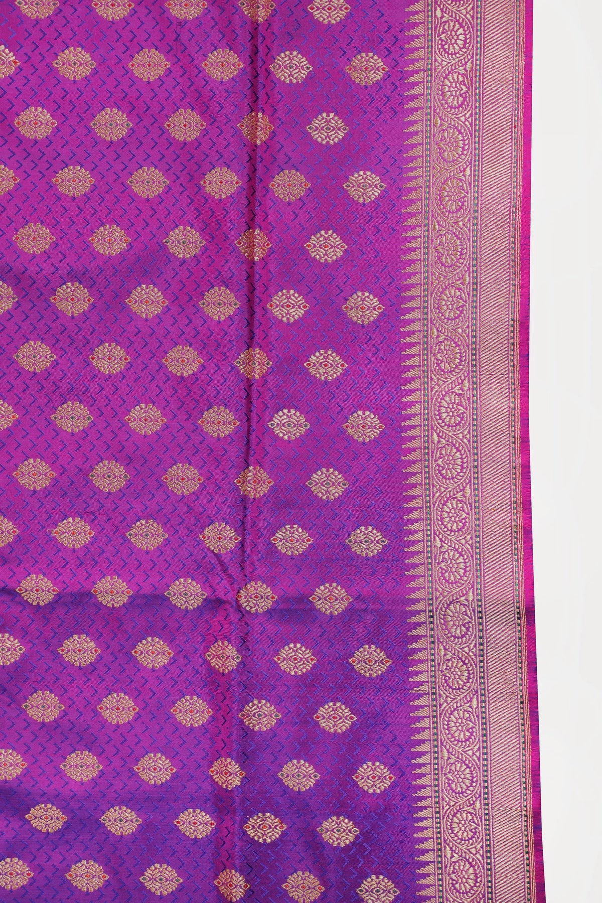 Purple Handloom Real Zari Pure Silk Benarasi Saree - Revival Design