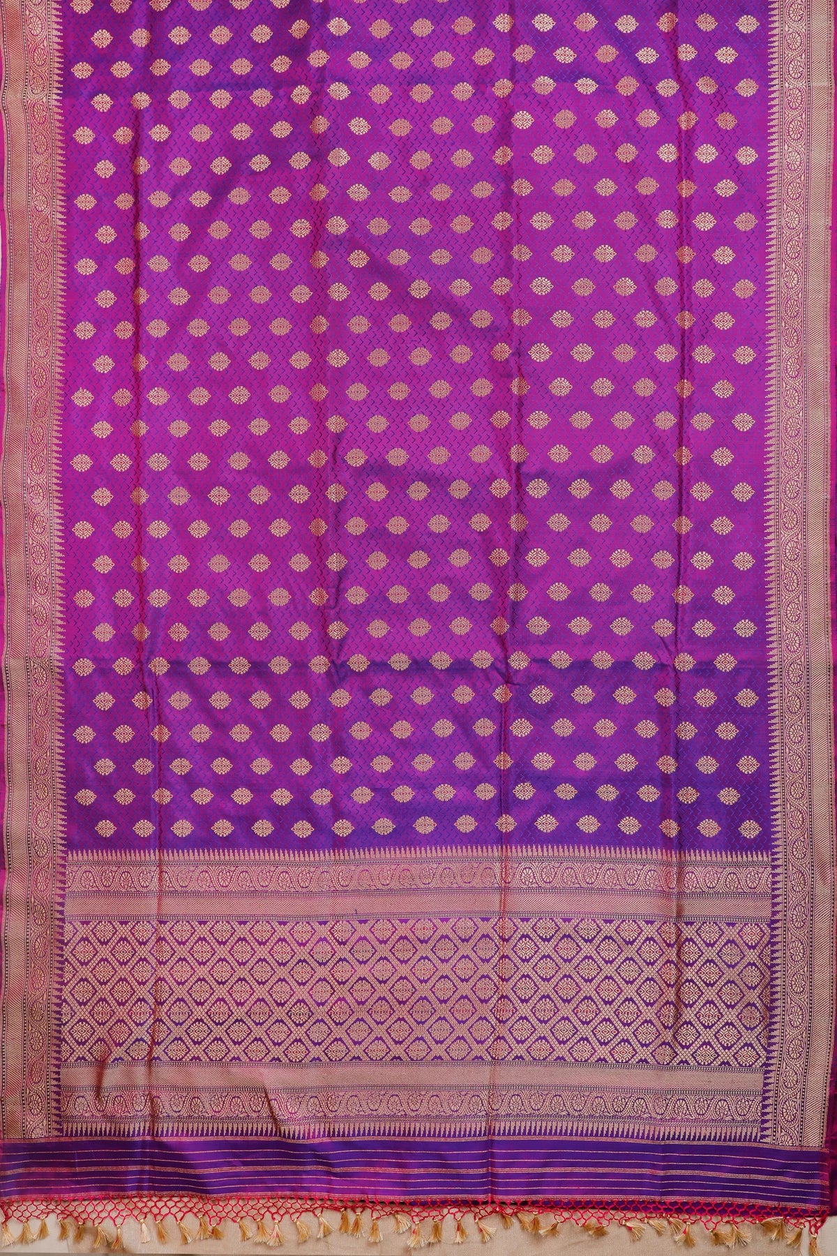 Purple Handloom Real Zari Pure Silk Benarasi Saree - Revival Design