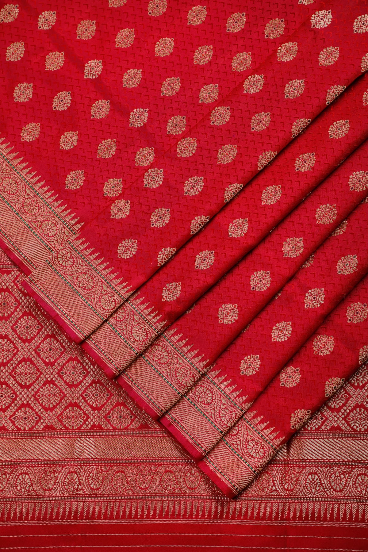 Wine and Maroon Handloom Real Zari Pure Silk Benarasi Saree - Revival Design