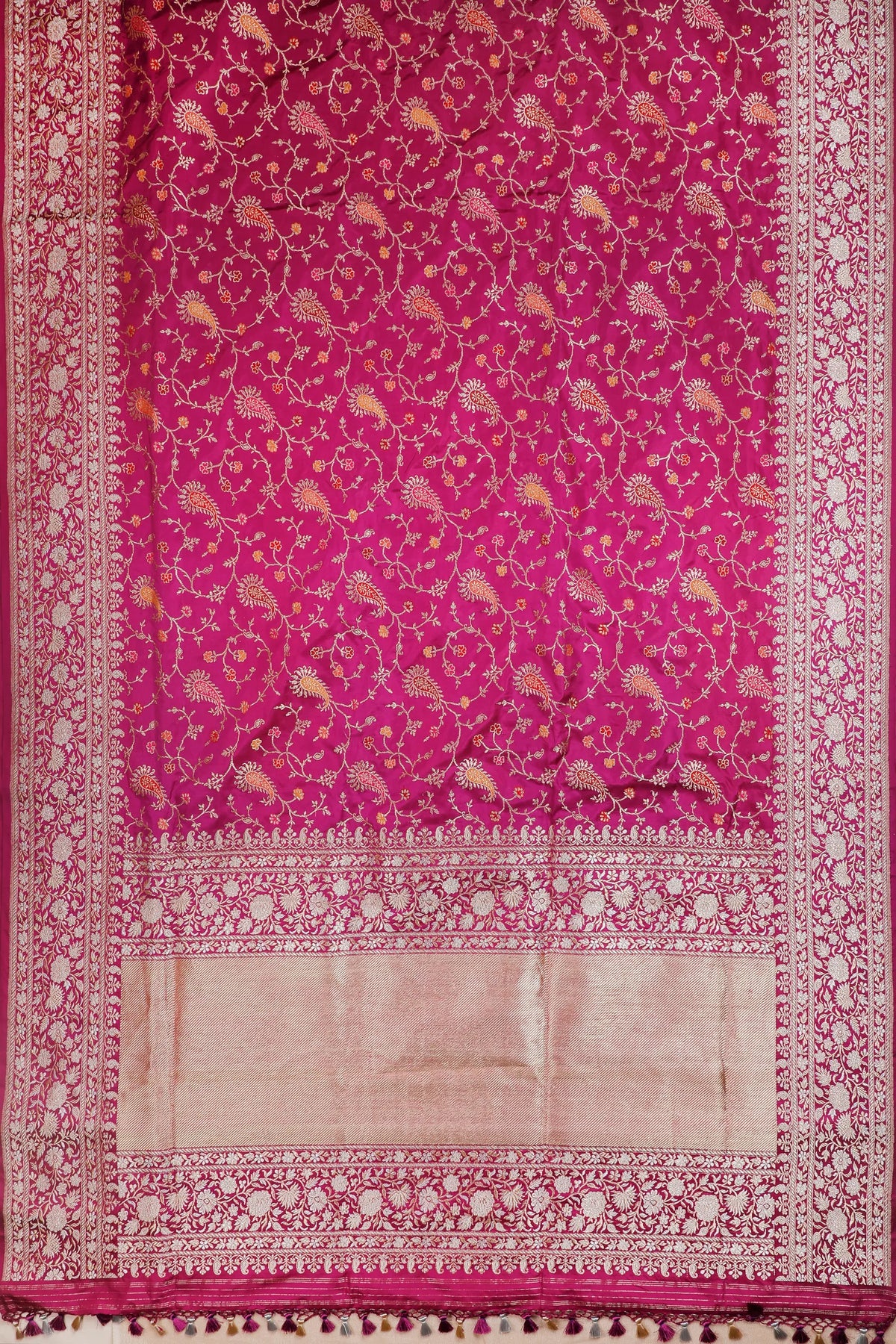 Purple Handloom Real Zari Pure Silk Benarasi Saree - Revival Design