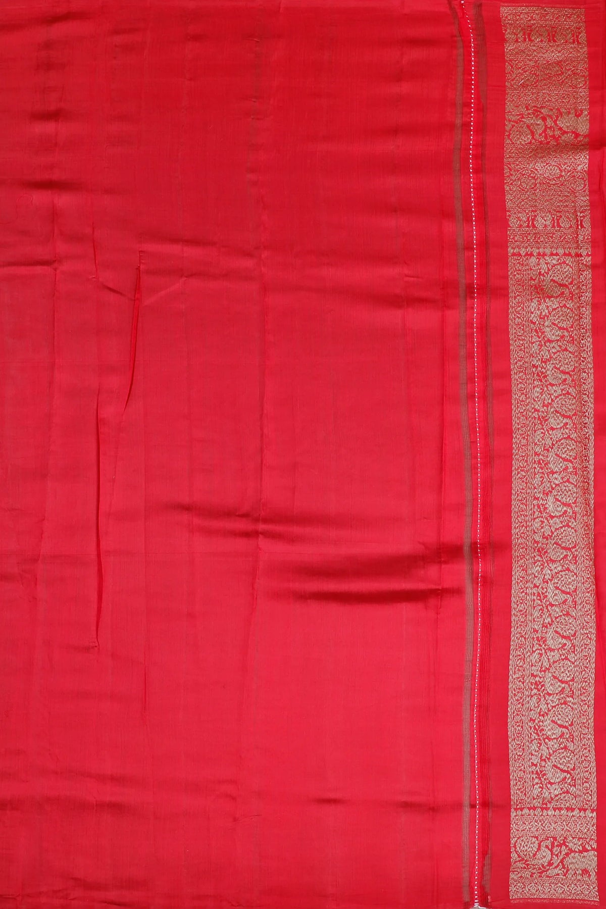 Red Chinia Benarasi Pure Silk Saree with Antique Zari