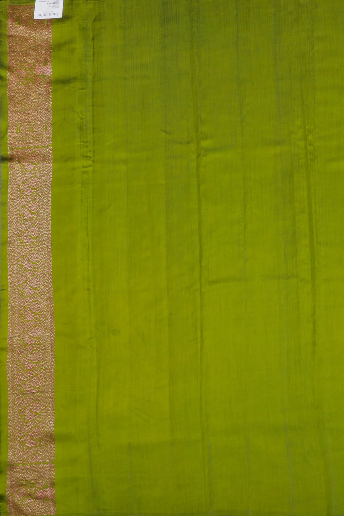 Parrot Green Chinia Benarasi Pure Silk Saree with Antique Zari