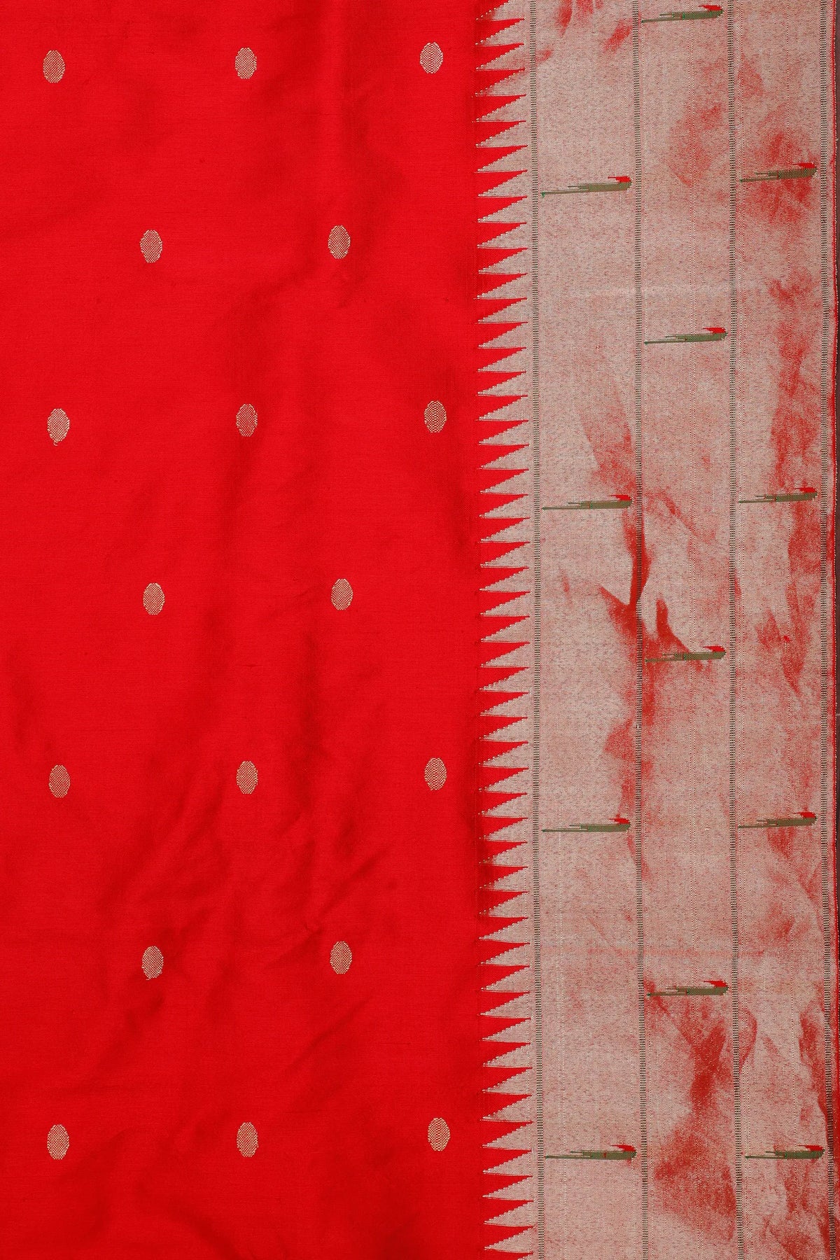 Red Handloom Pure Silk Muniya Paithani Saree