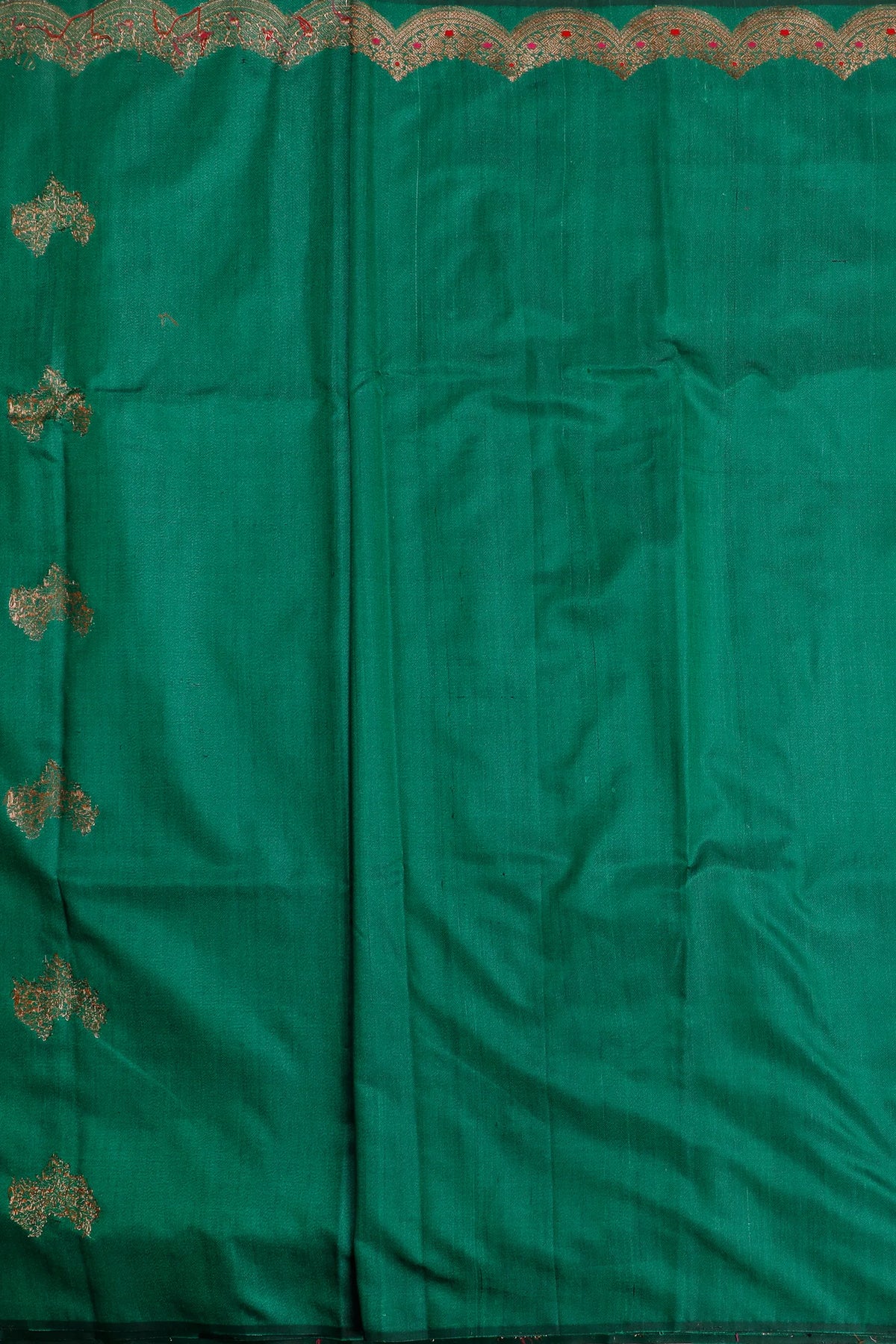 Emerald Green Handloom Raw and Katan Silk Saree