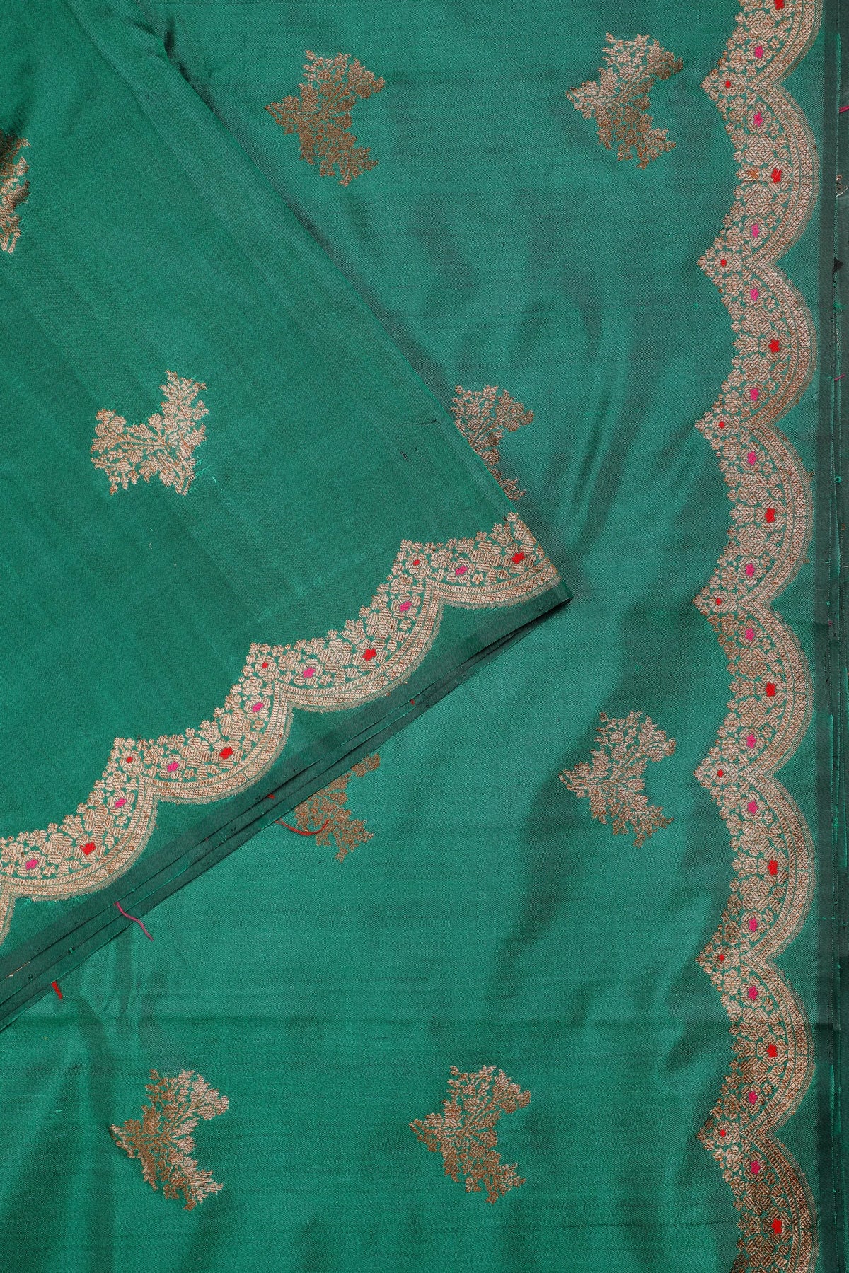 Emerald Green Handloom Raw and Katan Silk Saree
