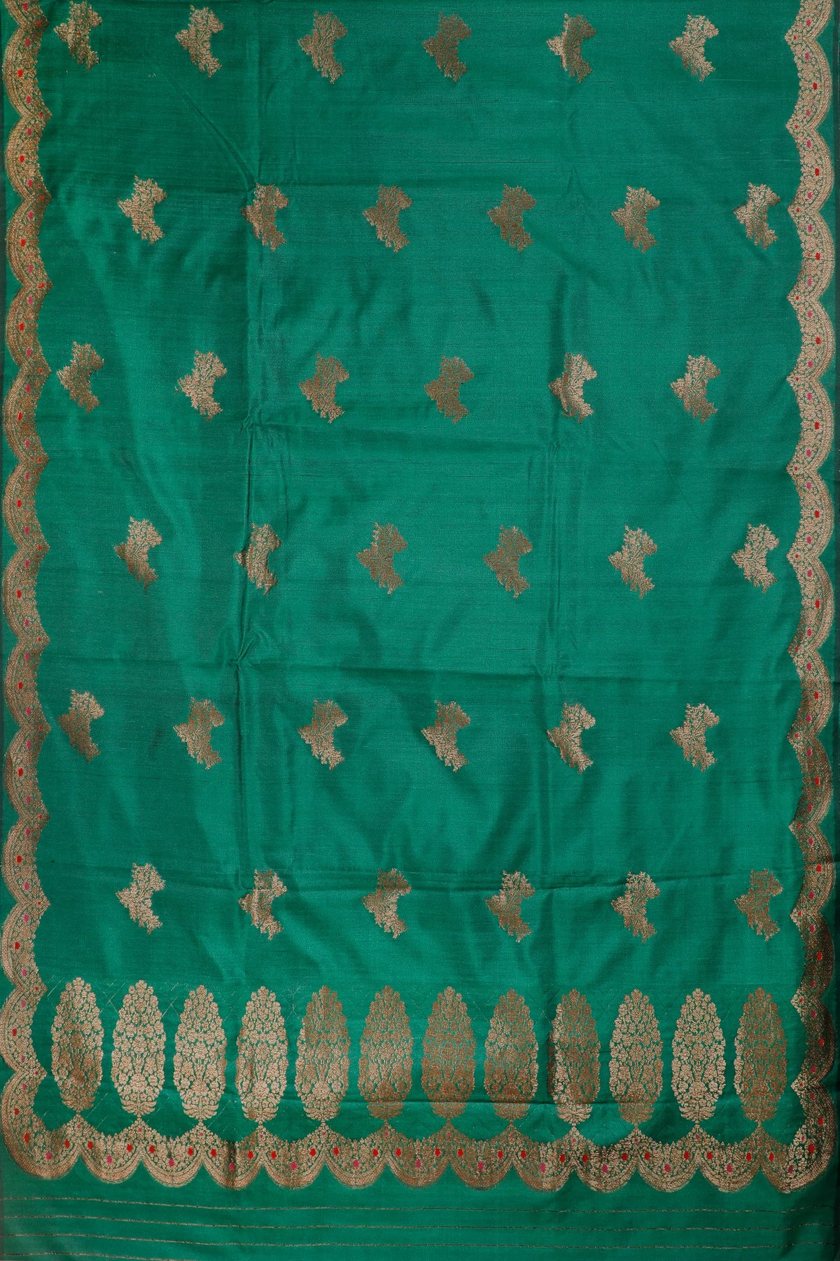 Emerald Green Handloom Raw and Katan Silk Saree