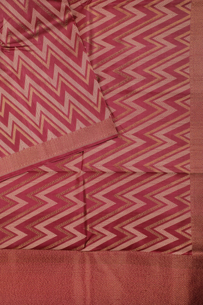 Wine Handloom Raw Silk Saree - detail 1