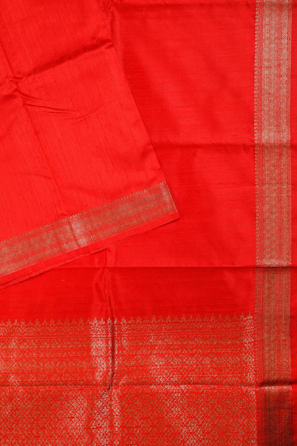 Orange Handloom Raw Silk Saree