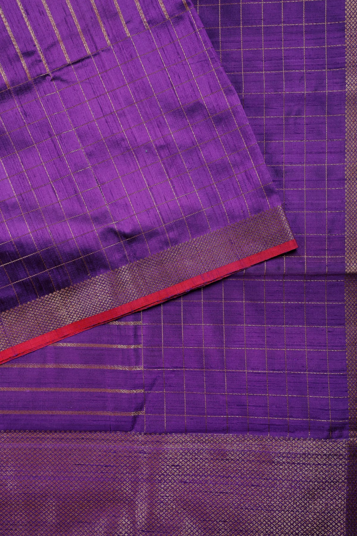 Purple Raw and Katan Silk Saree