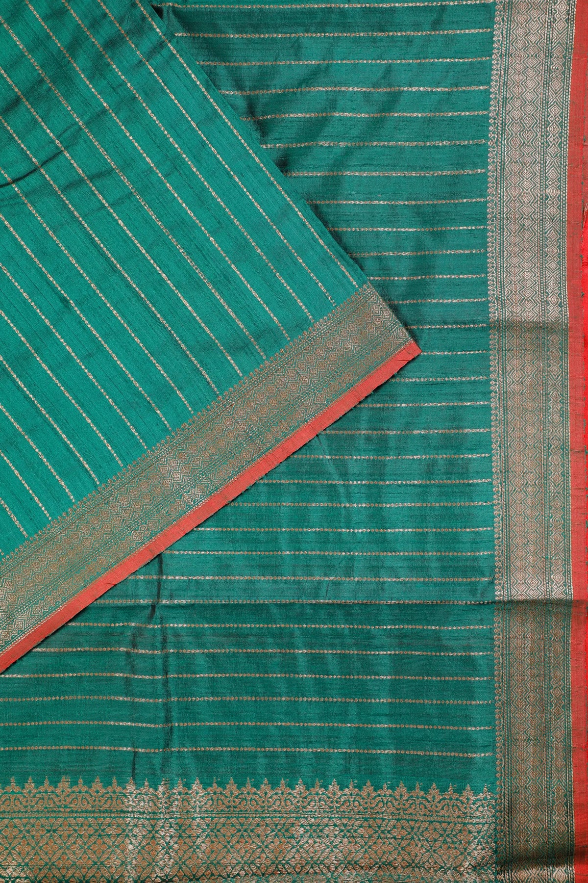 Bottle Green Handloom Raw Silk Saree