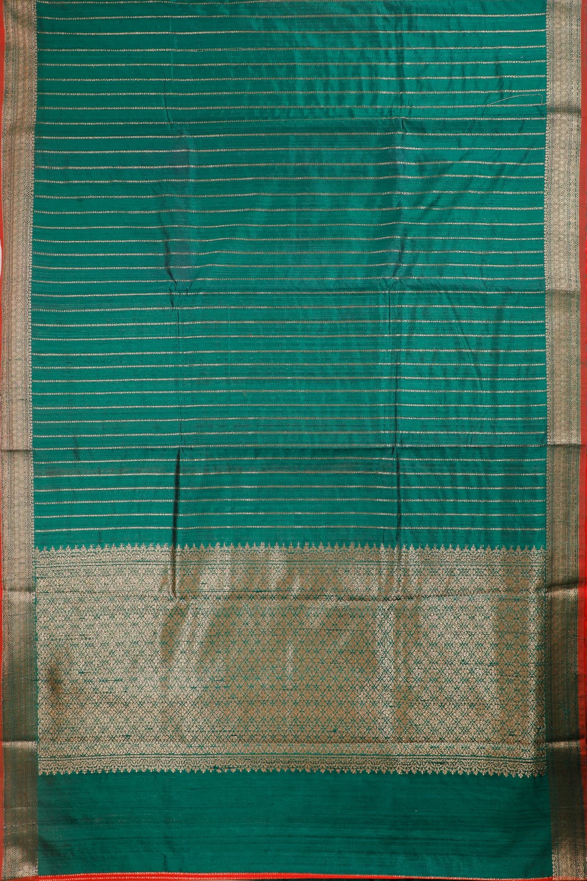 Bottle Green Handloom Raw Silk Saree