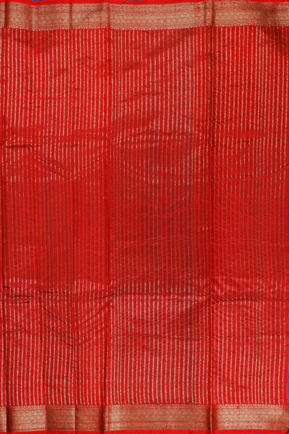 Indigo Blue Raw and Katan Silk Saree with Stripes