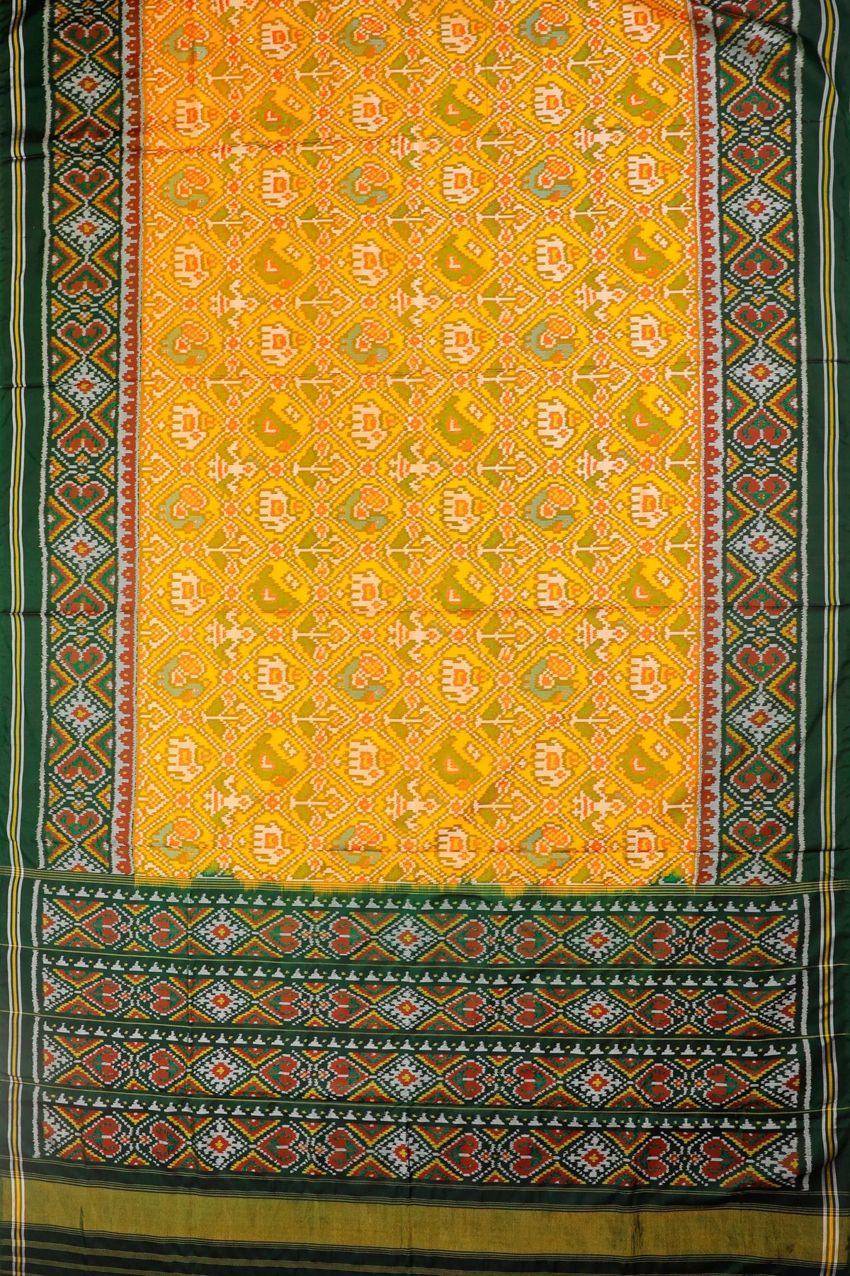 Yellow Pure Silk Handloom Tissue Rajkot Patola Saree