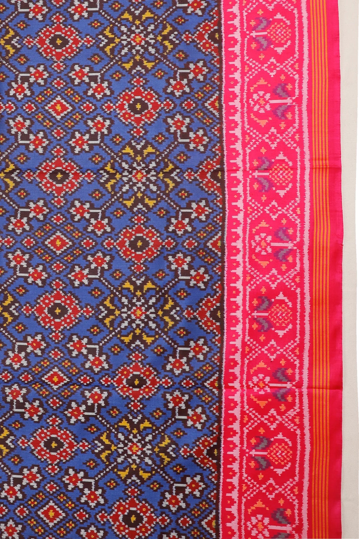 Navy Blue Pure Silk Handloom Tissue Rajkot Patola Saree
