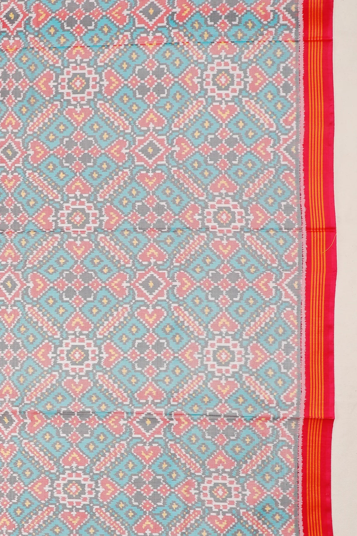 Light Blue Pure Silk Handloom Tissue Rajkot Patola Saree
