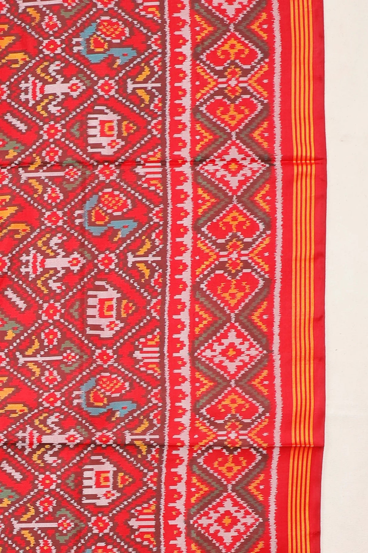 Royal Red Pure Silk Handloom Tissue Rajkot Patola Saree
