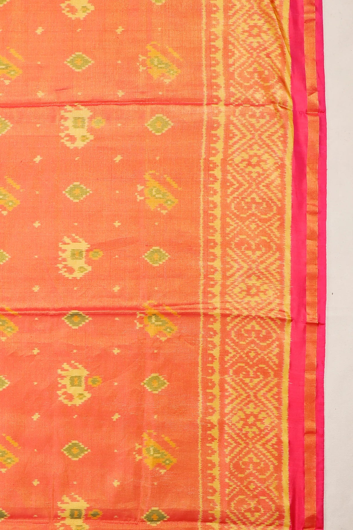 Pink Pure Silk Handloom Tissue Rajkot Patola Saree