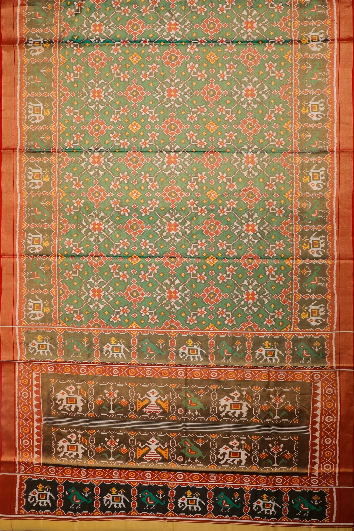 Forest Green Pure Silk Handloom Tissue Rajkot Patola Saree