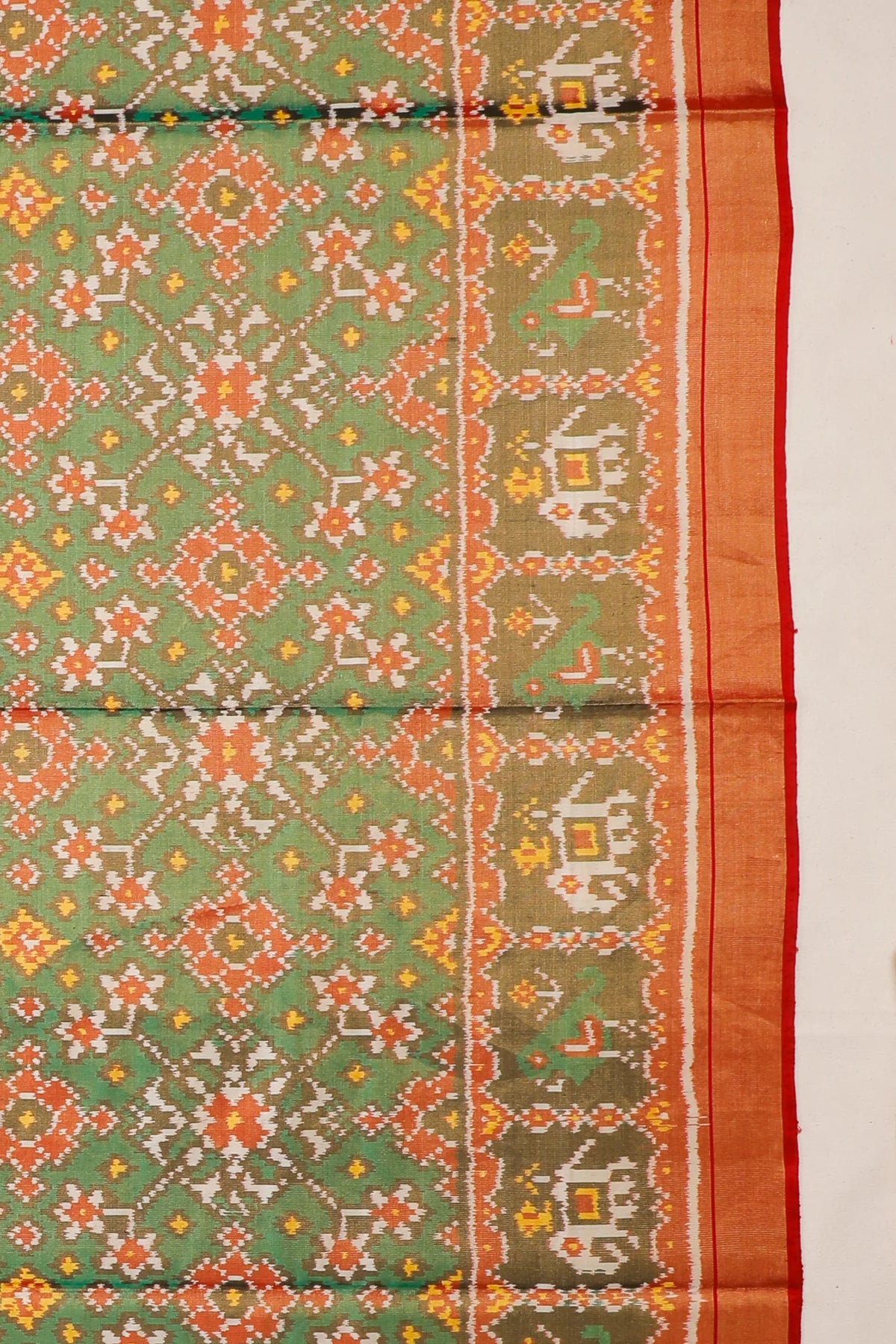 Forest Green Pure Silk Handloom Tissue Rajkot Patola Saree