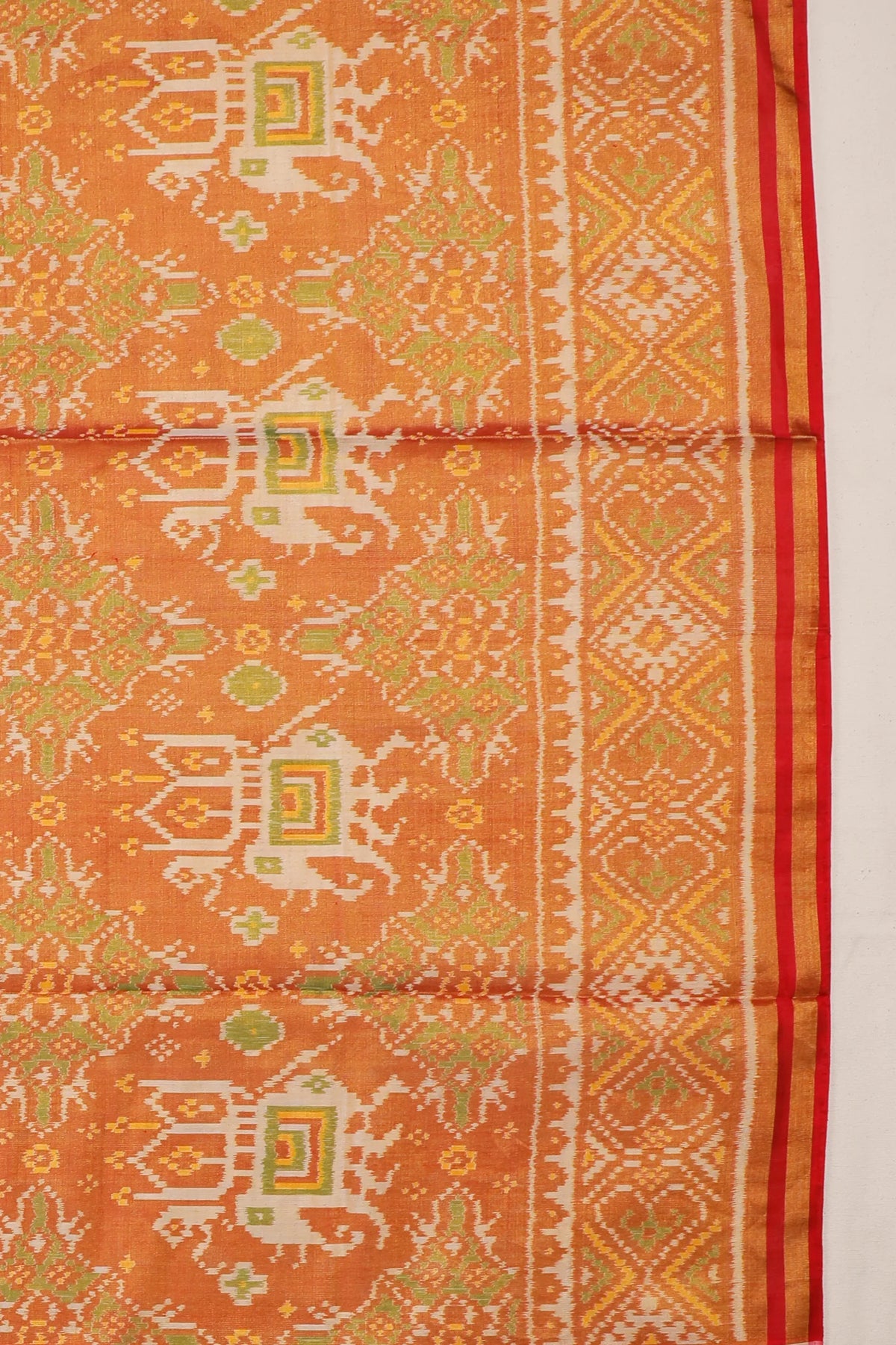 Red Pure Silk Handloom Tissue Rajkot Patola Saree