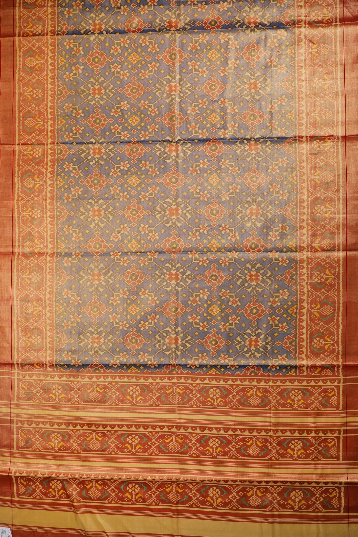 Blue Pure Silk Handloom Tissue Rajkot Patola Saree