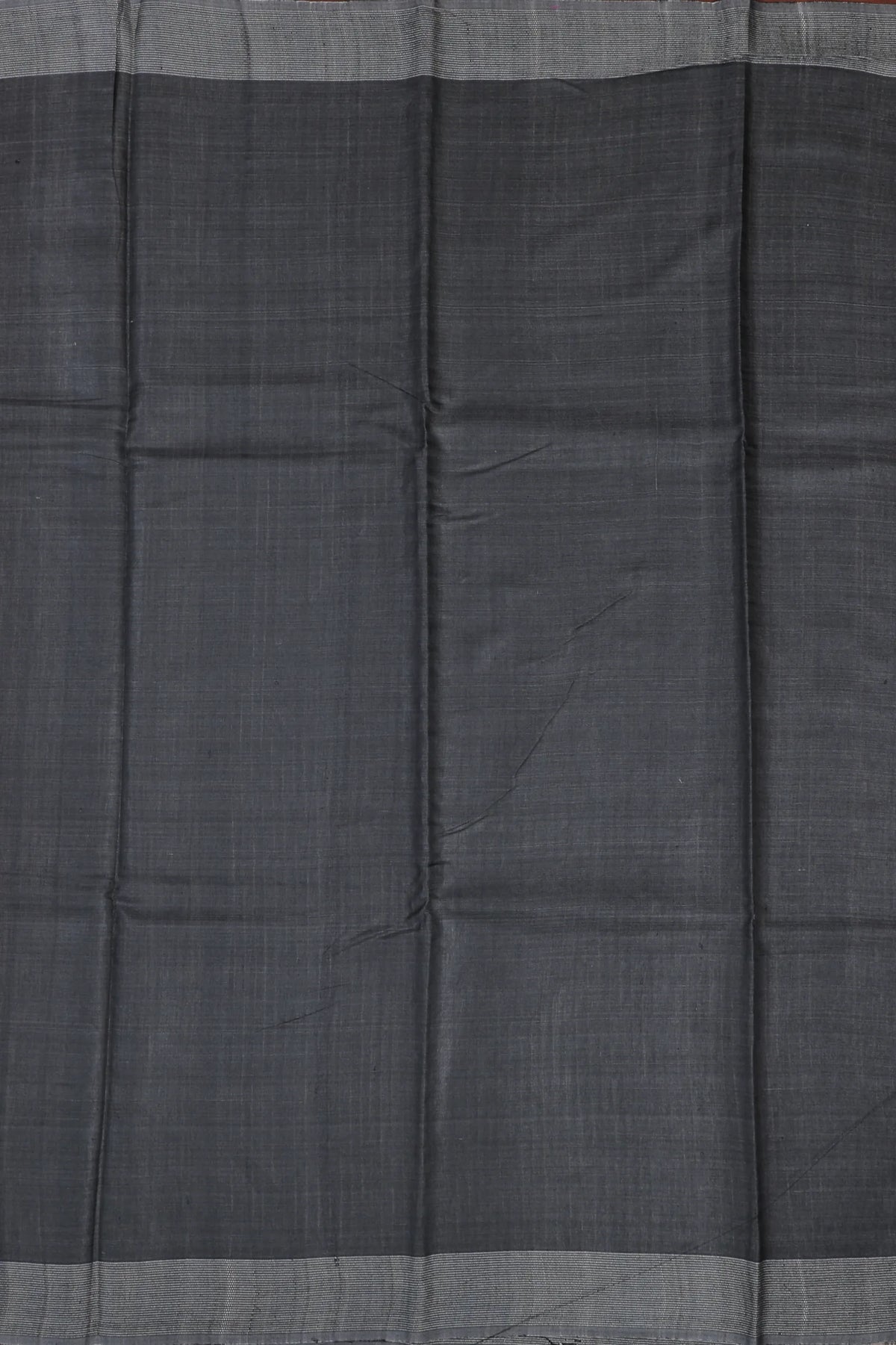 Beige Handloom Mooga Silk Tussar Saree with Black Blouse Piece