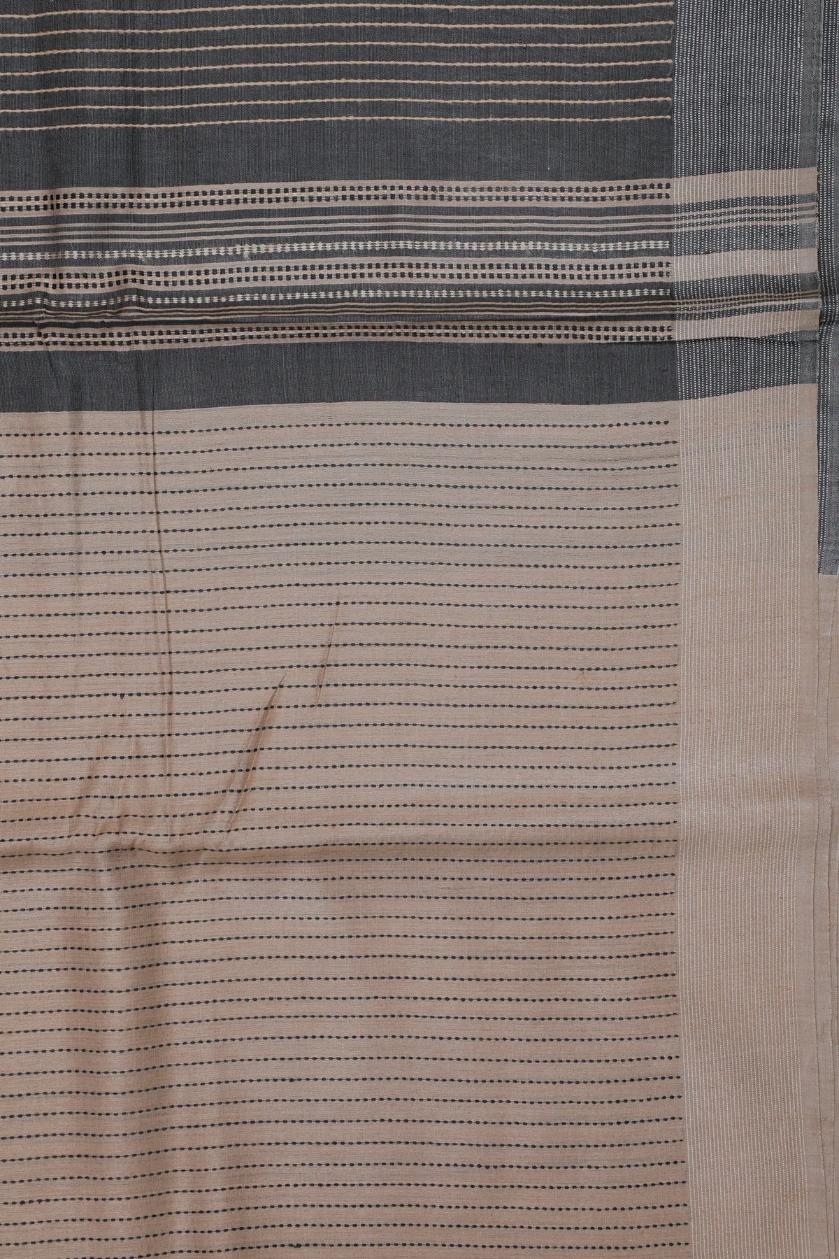 Beige Handloom Mooga Silk Tussar Saree with Black Blouse Piece