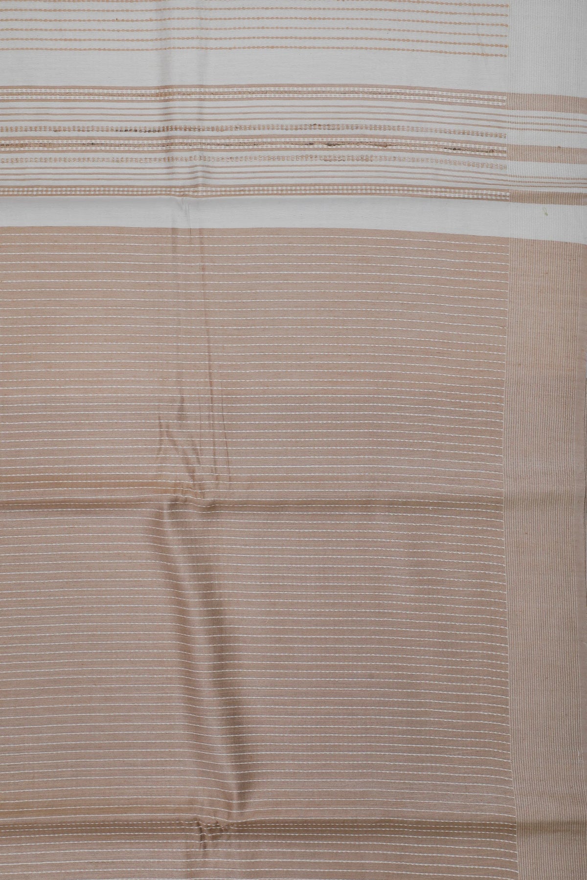 Beige Handloom Mooga Silk Tussar Saree with White Blouse Piece