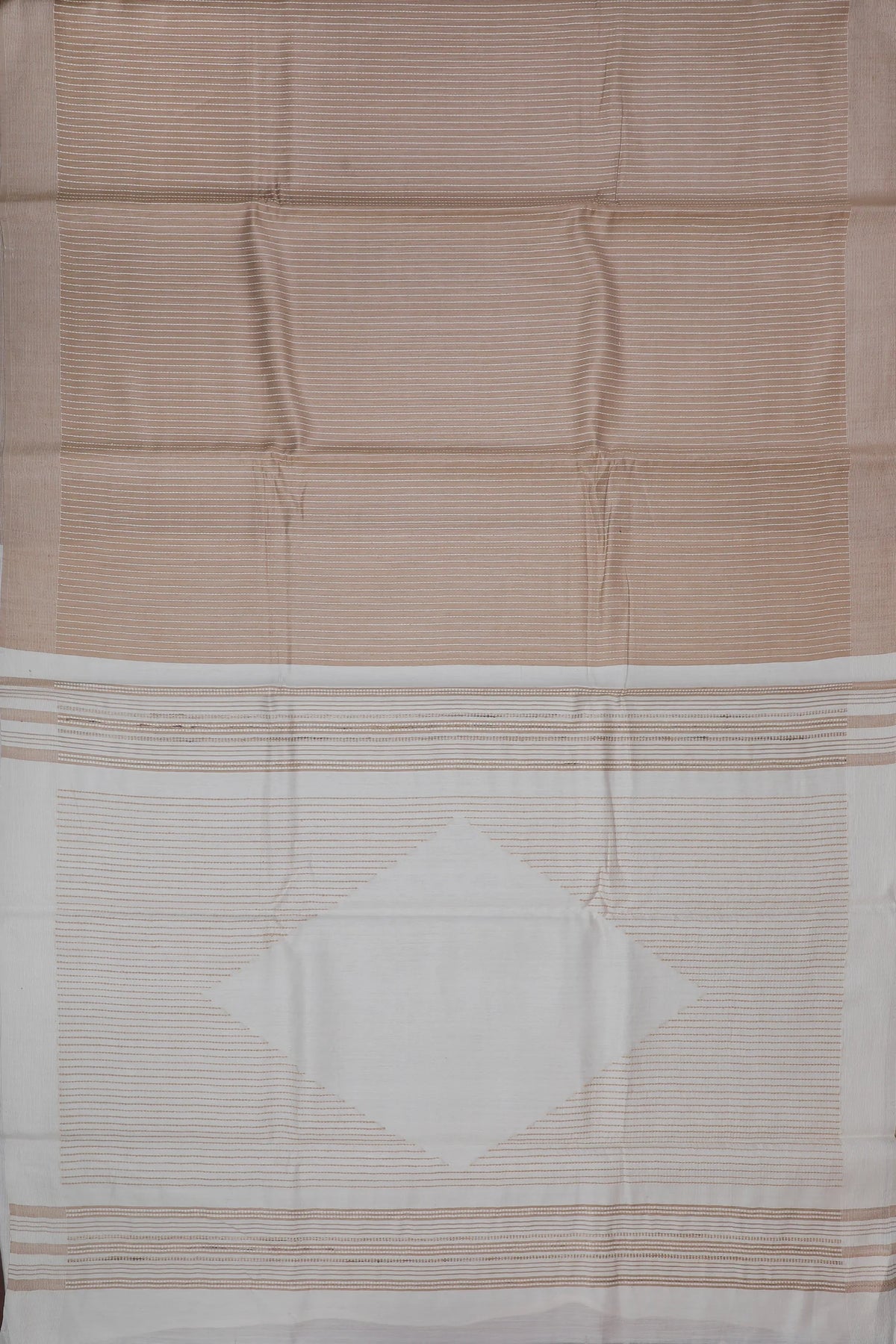 Beige Handloom Mooga Silk Tussar Saree with White Blouse Piece