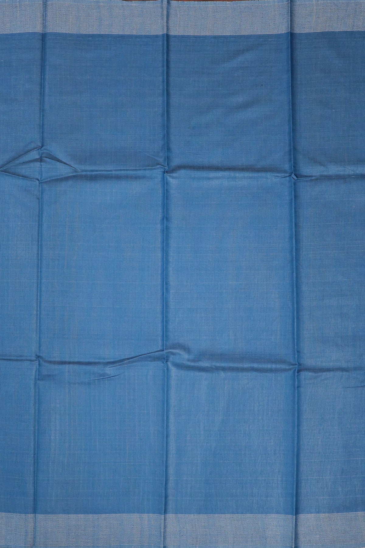 Beige Handloom Mooga Silk Tussar Saree with Blue Contrast Pallu