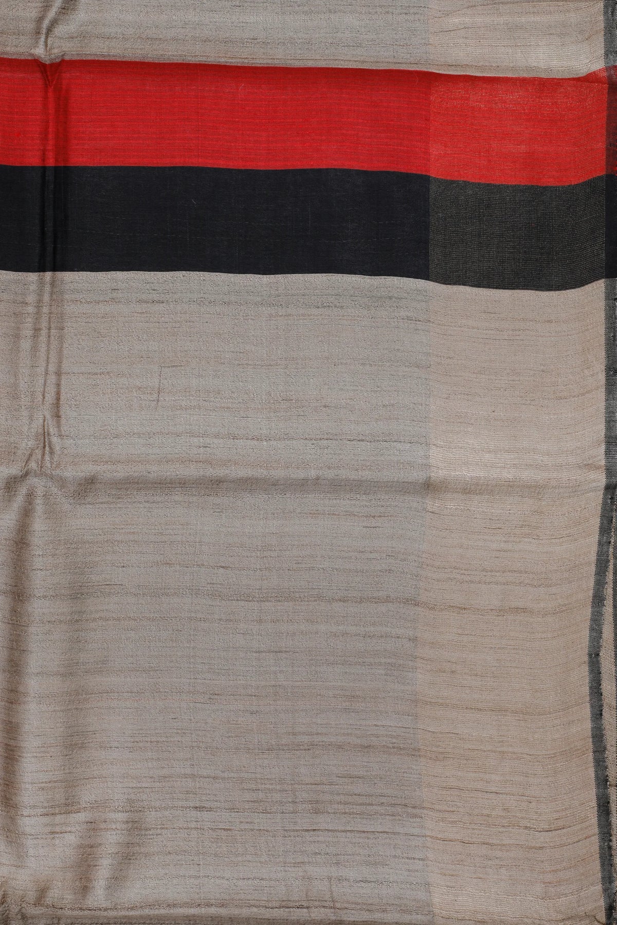 Beige Handloom Tussar Kosa Silk Saree with Black Contrast Blouse Piece