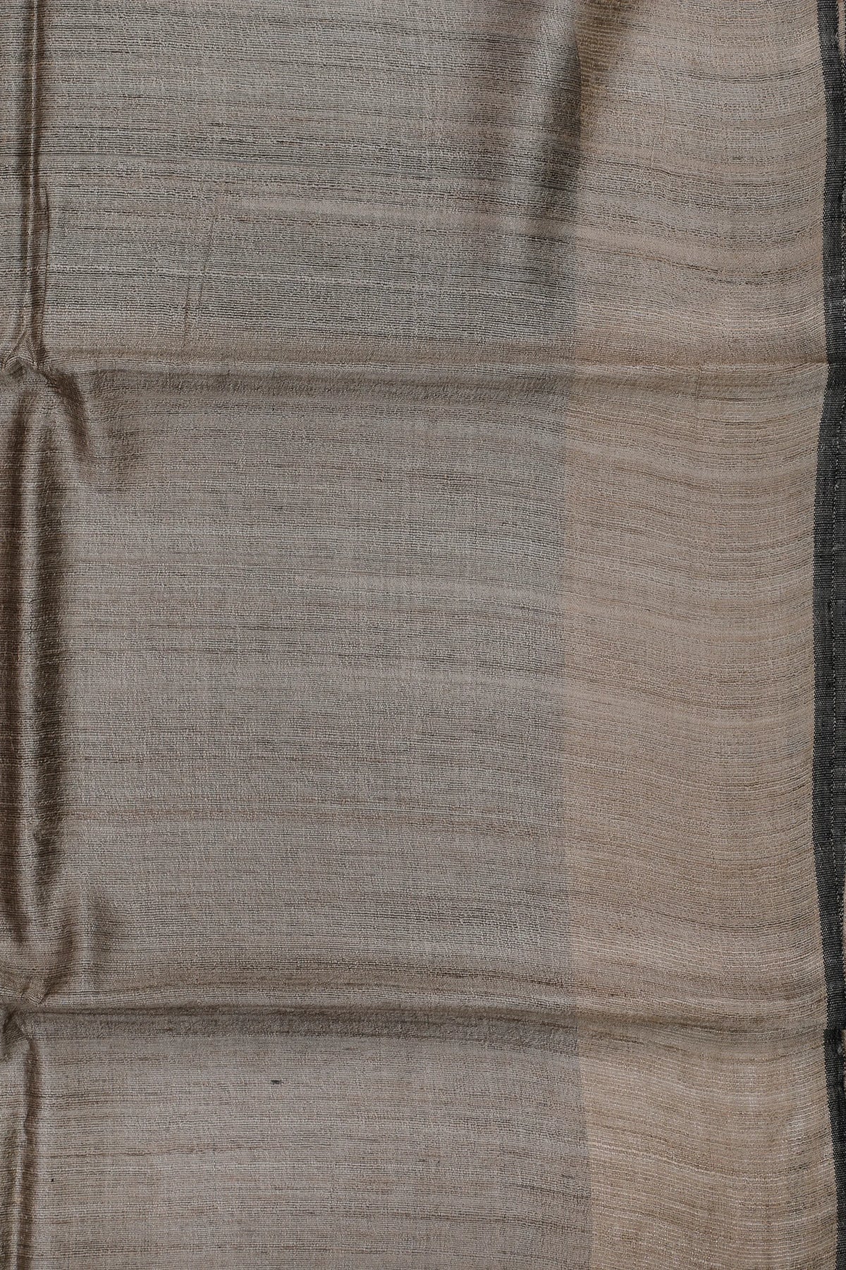 Dark Beige Handloom Tussar Kosa Silk Saree