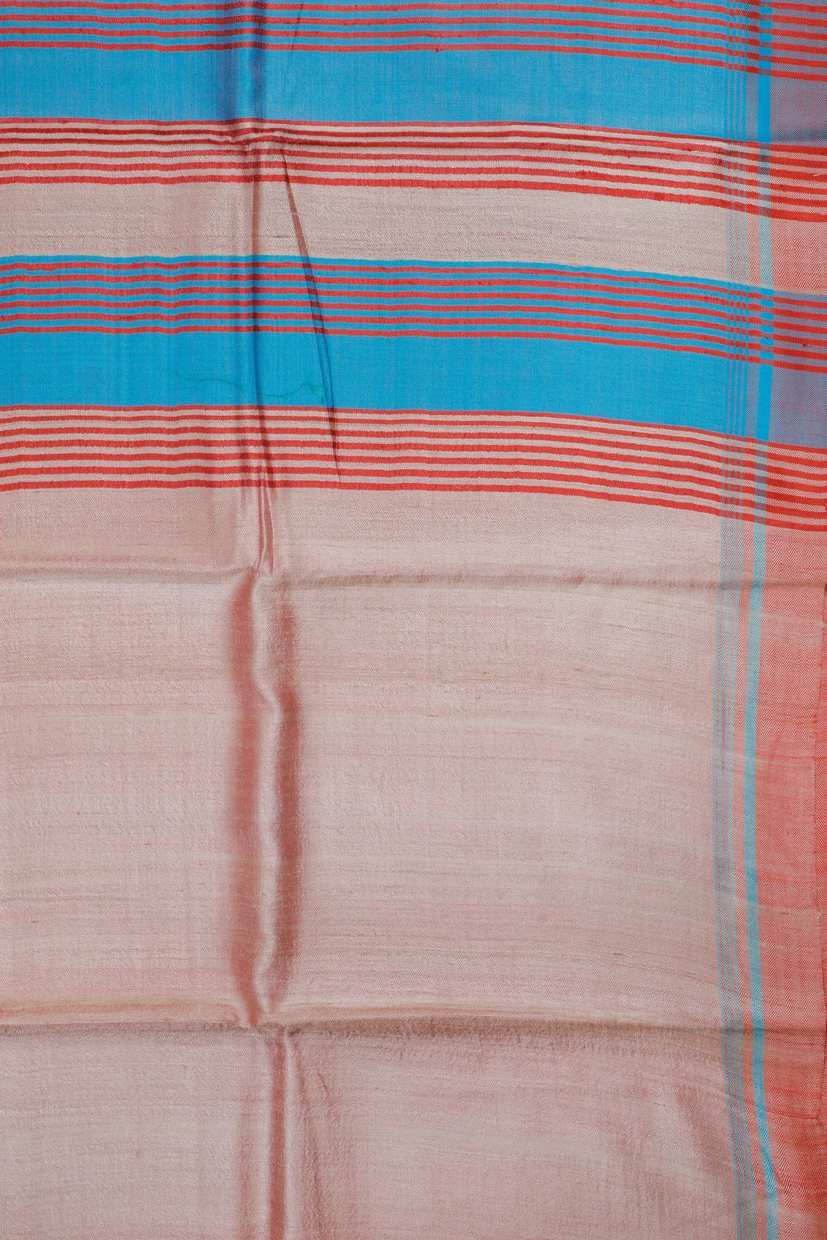Light Peach Handloom Tussar Kosa Silk Saree