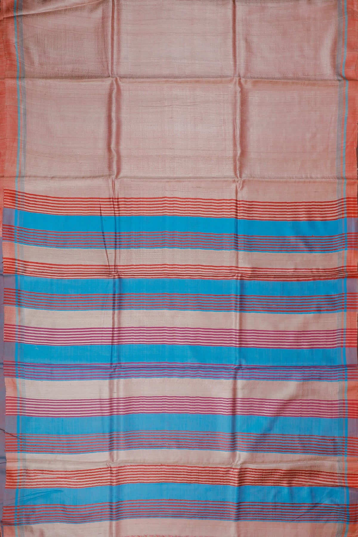 Light Peach Handloom Tussar Kosa Silk Saree