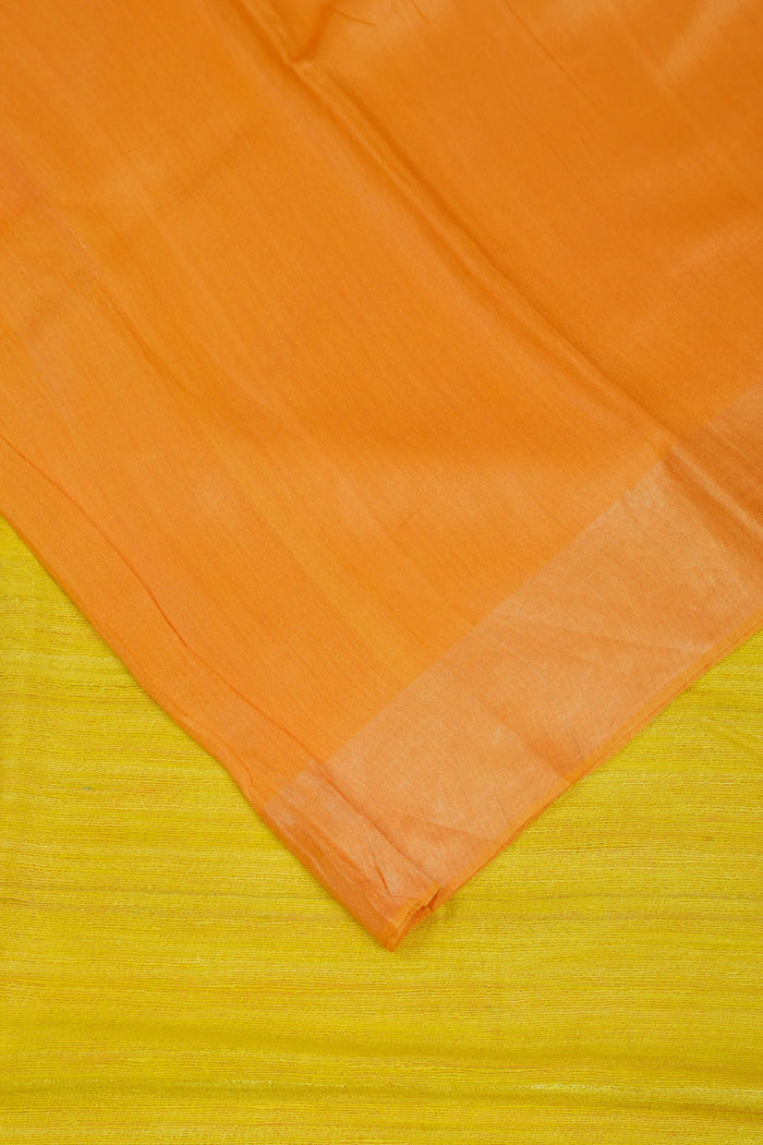 Lemon Yellow Handloom Ghicha Silk Tussar Saree