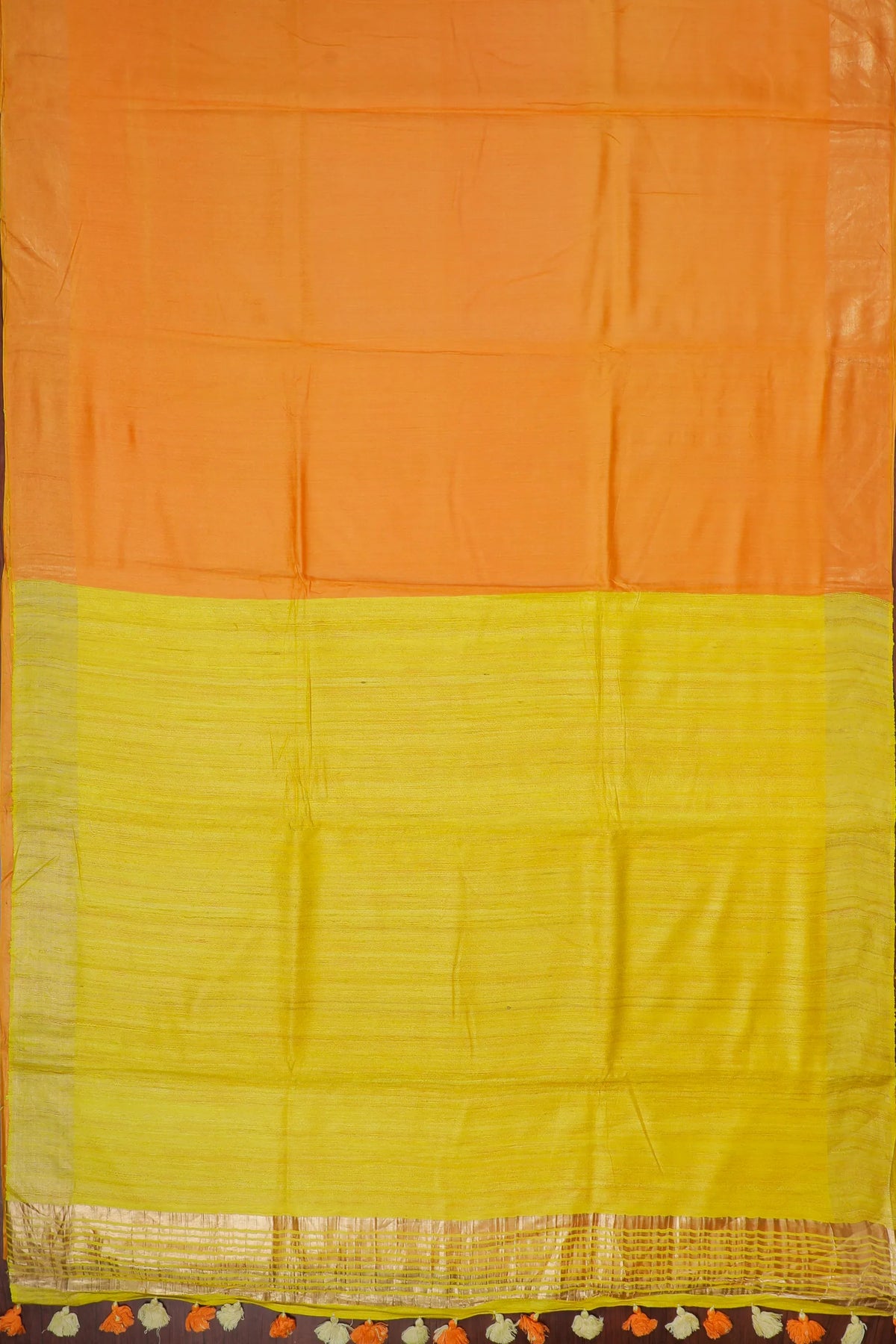 Lemon Yellow Handloom Ghicha Silk Tussar Saree