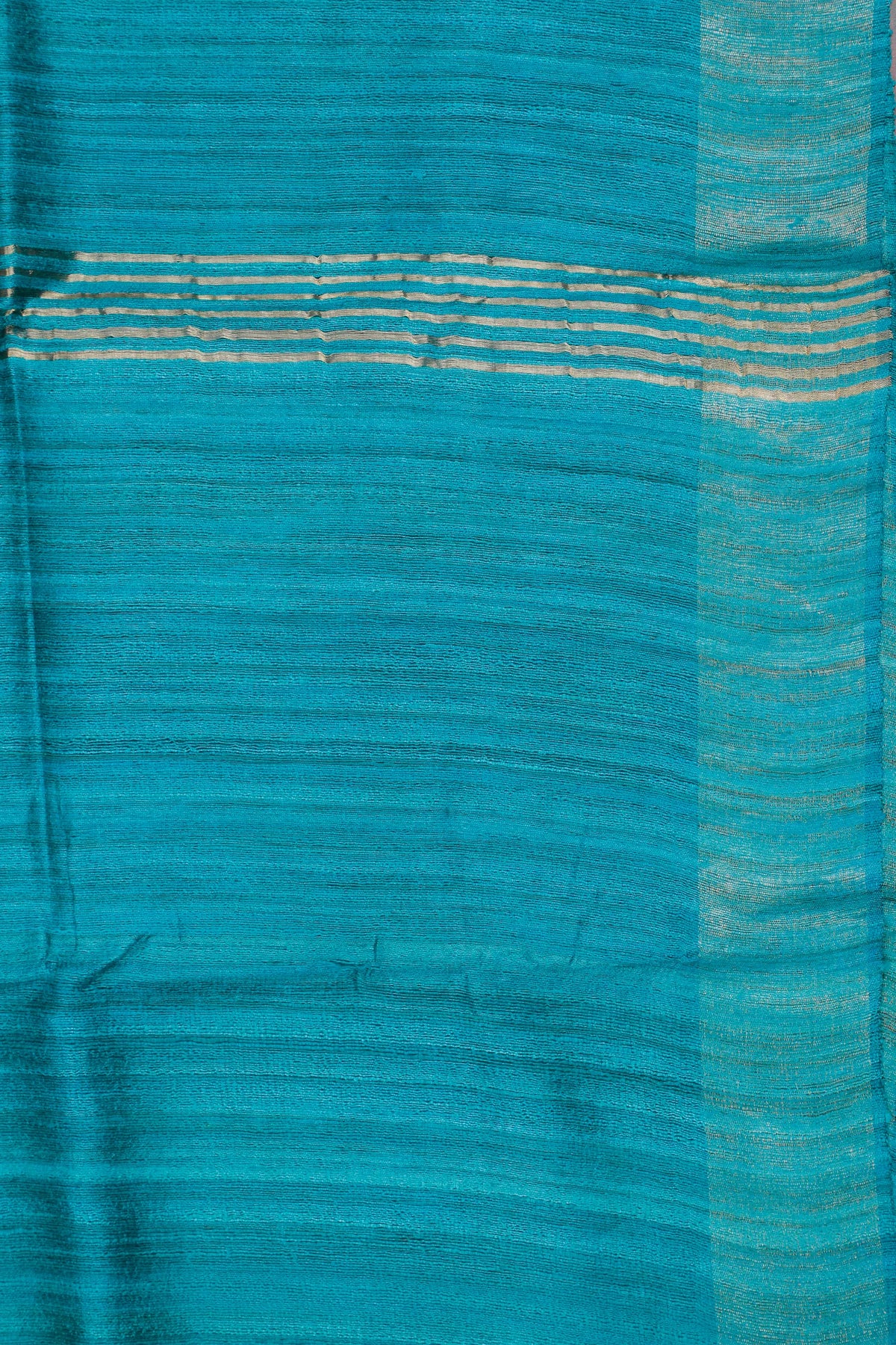 Peacock Blue Handloom Ghicha Silk Tussar Saree