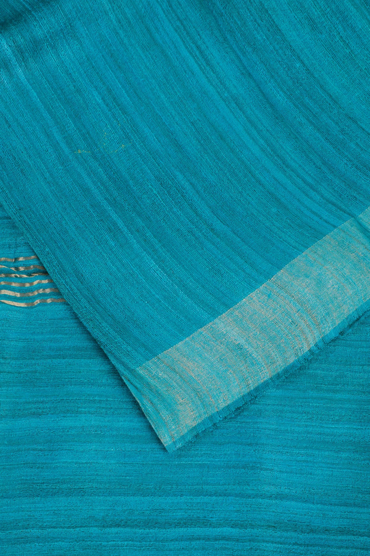 Peacock Blue Handloom Ghicha Silk Tussar Saree