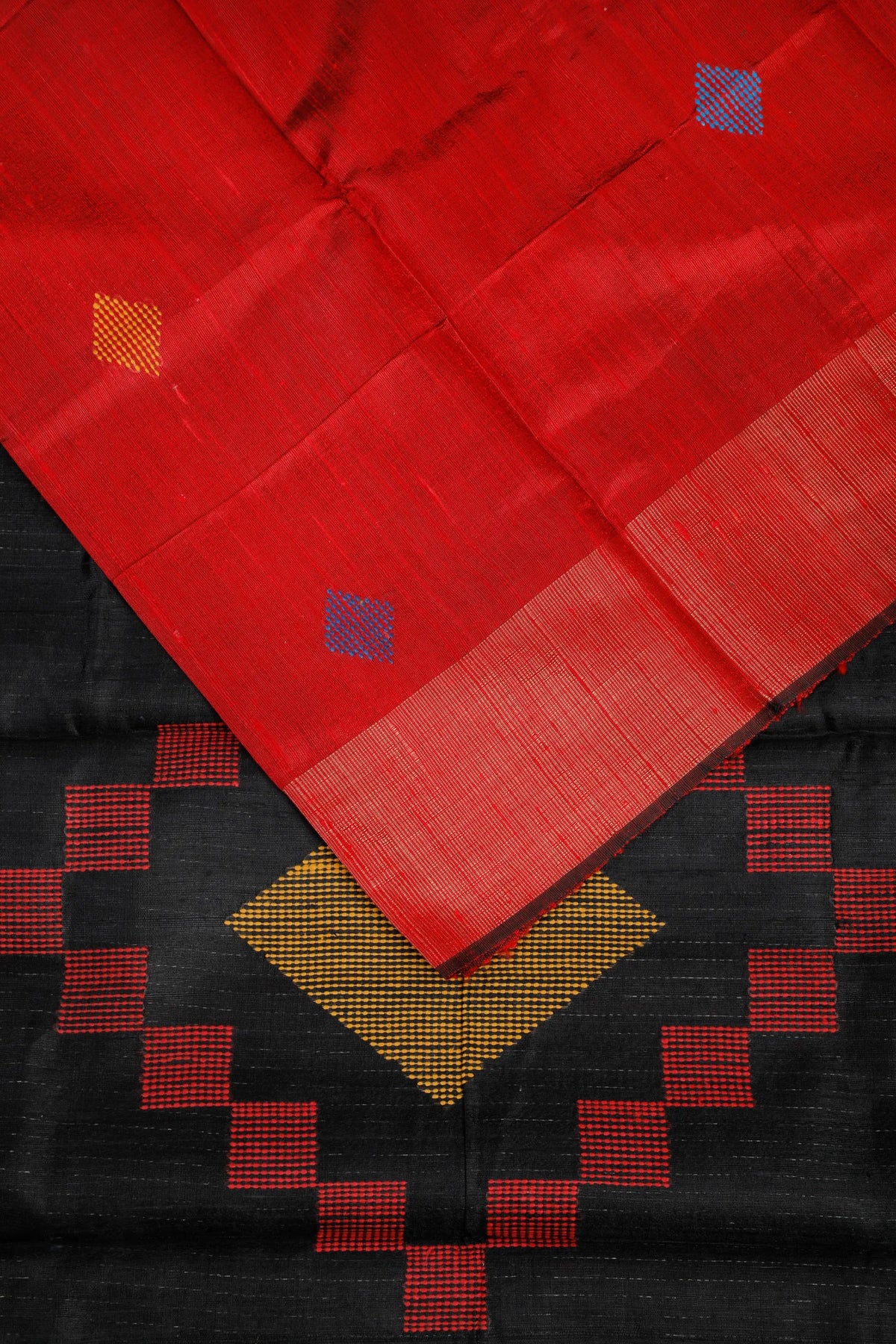 Red Handloom Raw Silk Dupion Saree