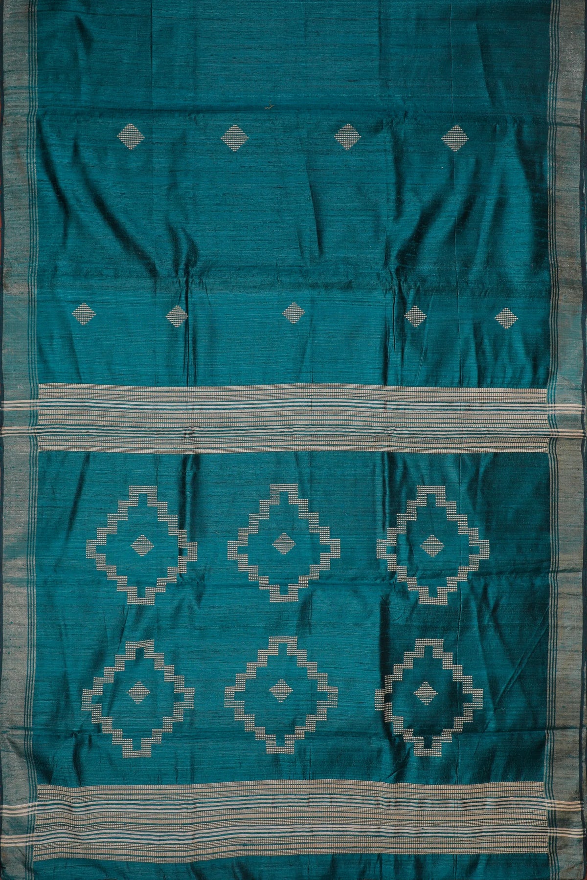 Emerald Green Handloom Ghicha Silk Tussar Saree