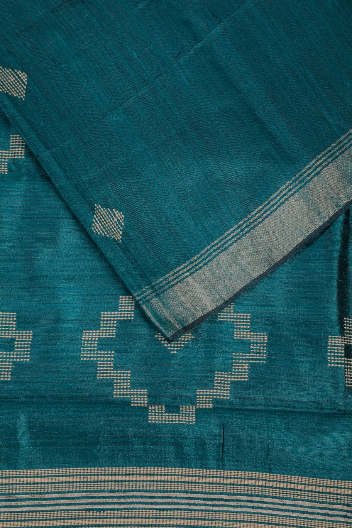 Emerald Green Handloom Ghicha Silk Tussar Saree